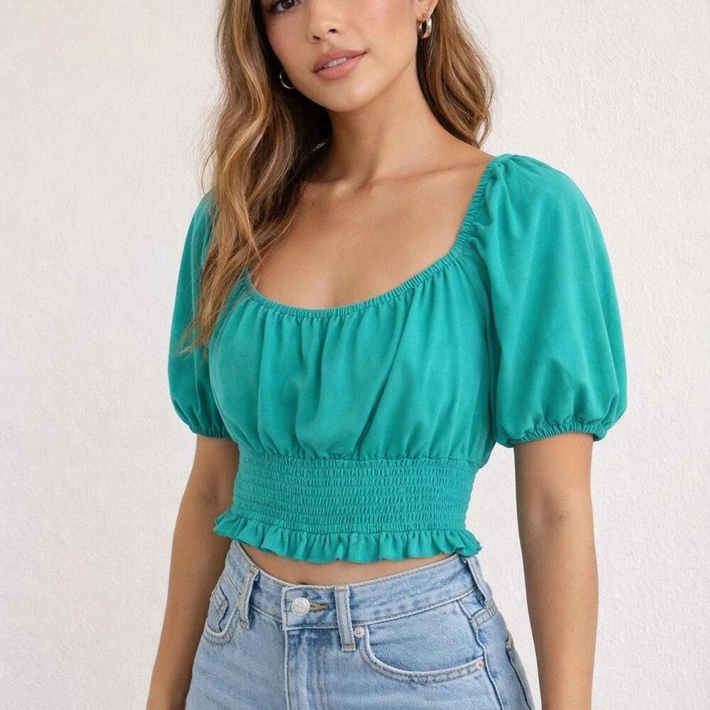 Bar III Women's Teal Crop-top